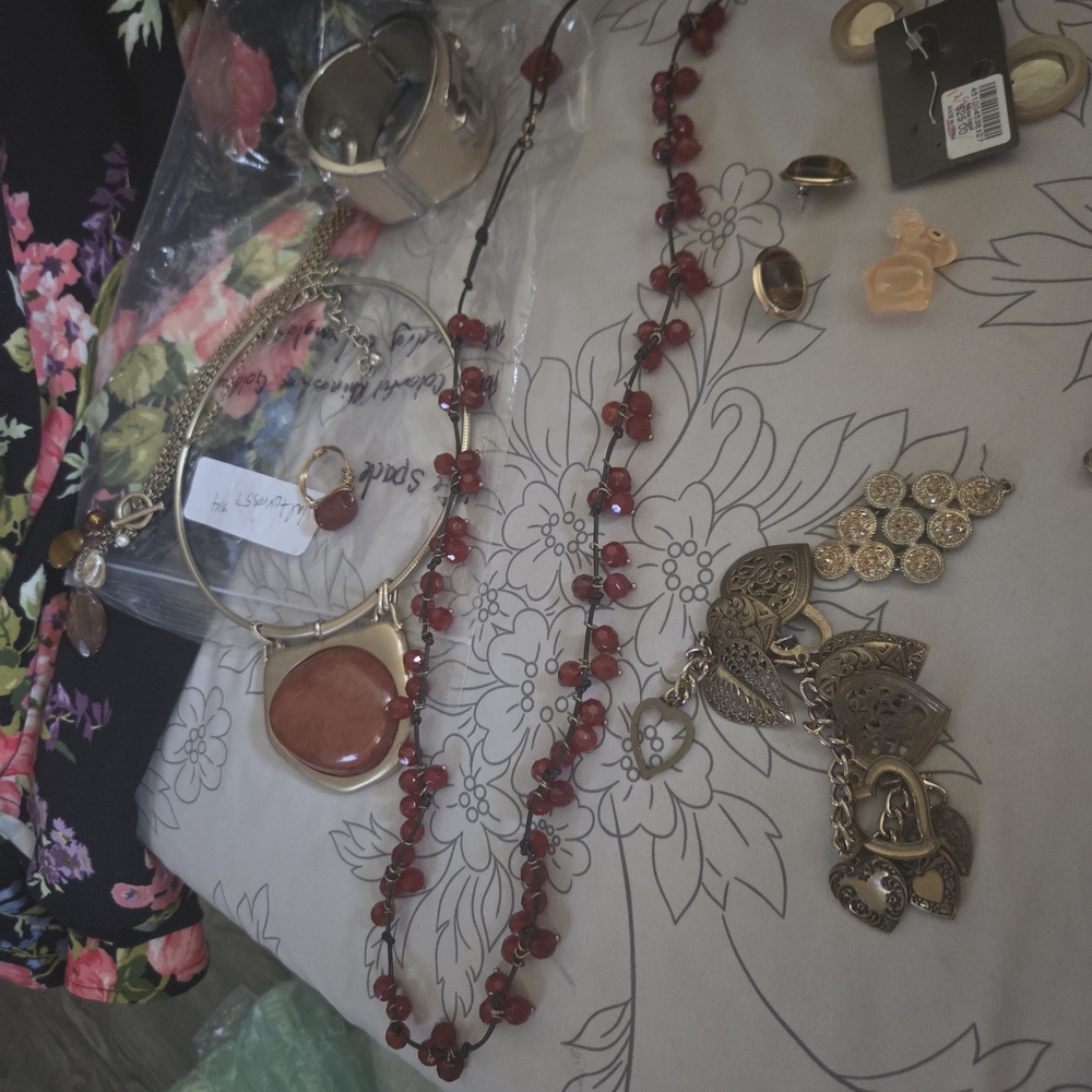 Chico's Red Necklace, Ring, Earring Lot